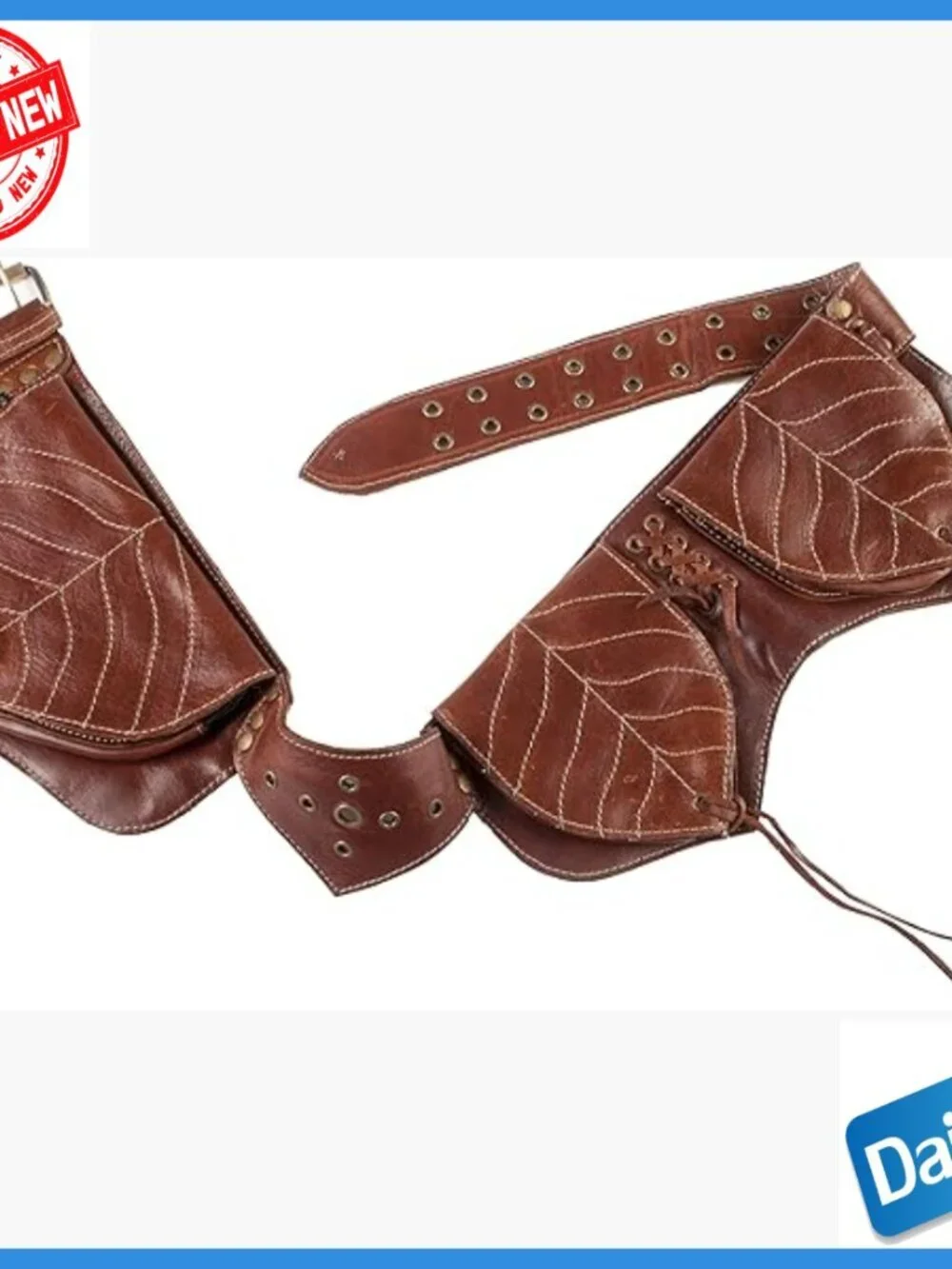 Leather Hip Belt with Studs, 5 Pockets, Adjustable Waist 29.5-37 Inches